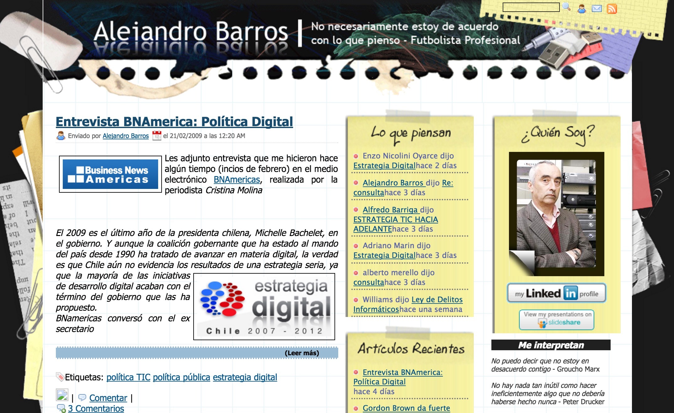 Algunos cambios en “El escritorio de Alejandro Barros”
