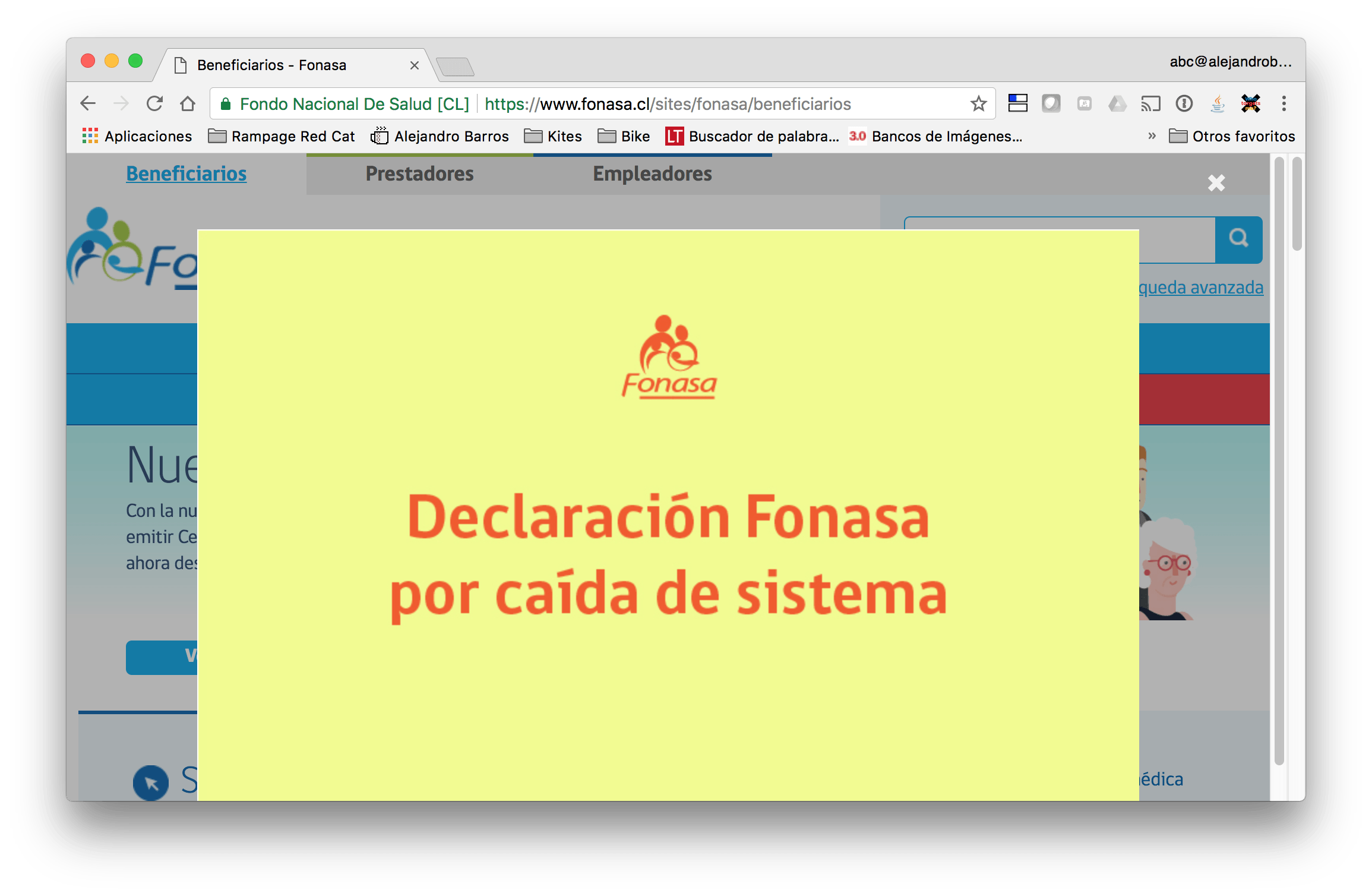 Sitio Web de FONASA (28/02/2018)