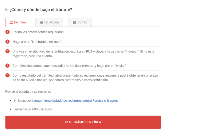 Ficha del trámite en portal ChileAteinde