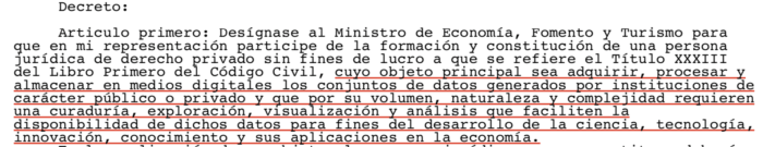 Artículo primero del DS que crea Observatorio de Datos 