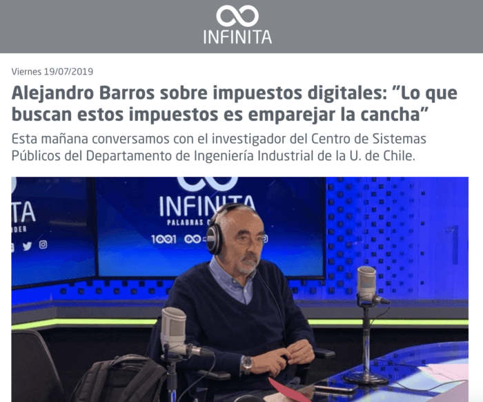 Entrevista en radio infinita, sobre impuestos digitales