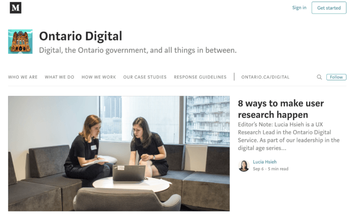 Blog del servicio de Gobierno Digital de Ontario