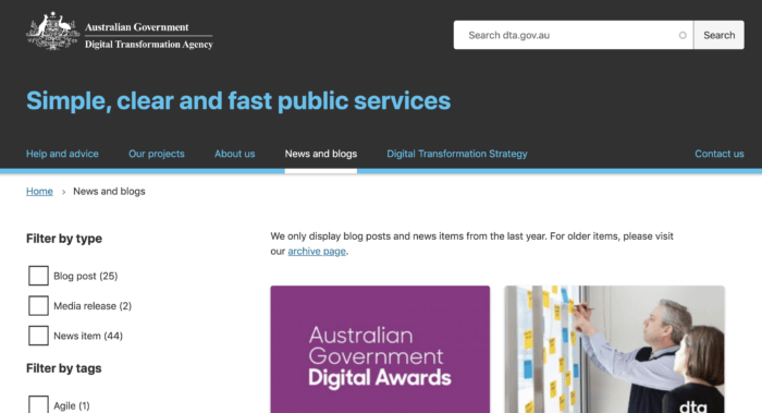 Blog de la Agencia de Transformación Digital de Australia