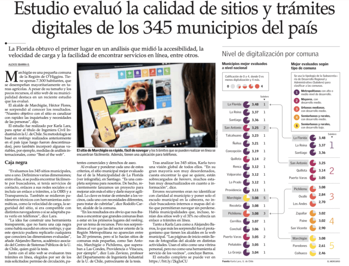 Reportaje del Mercurio - Estudio Digitalización de Municipios