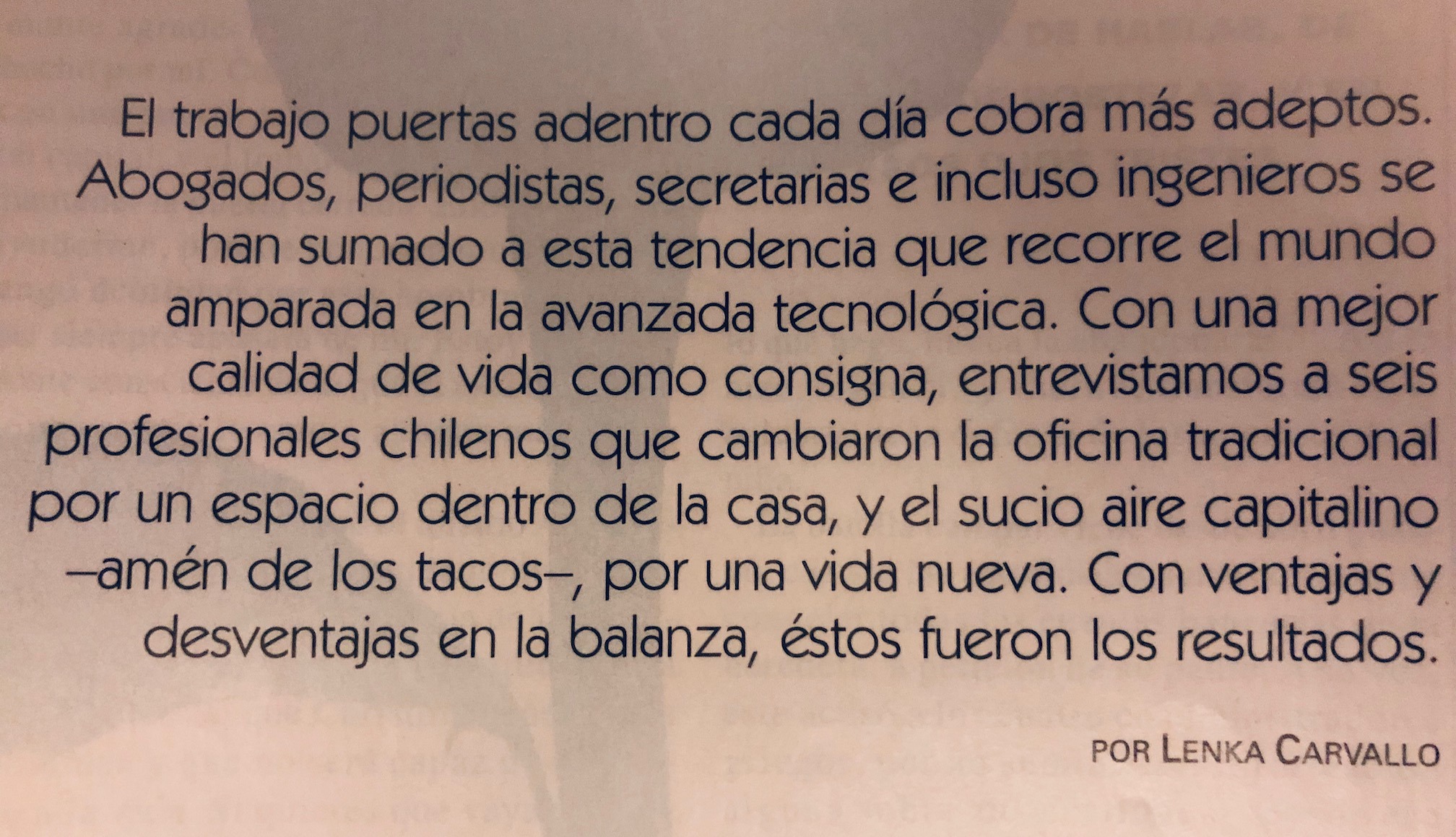 Inicio de artículo sobre teletrabajo de 1998