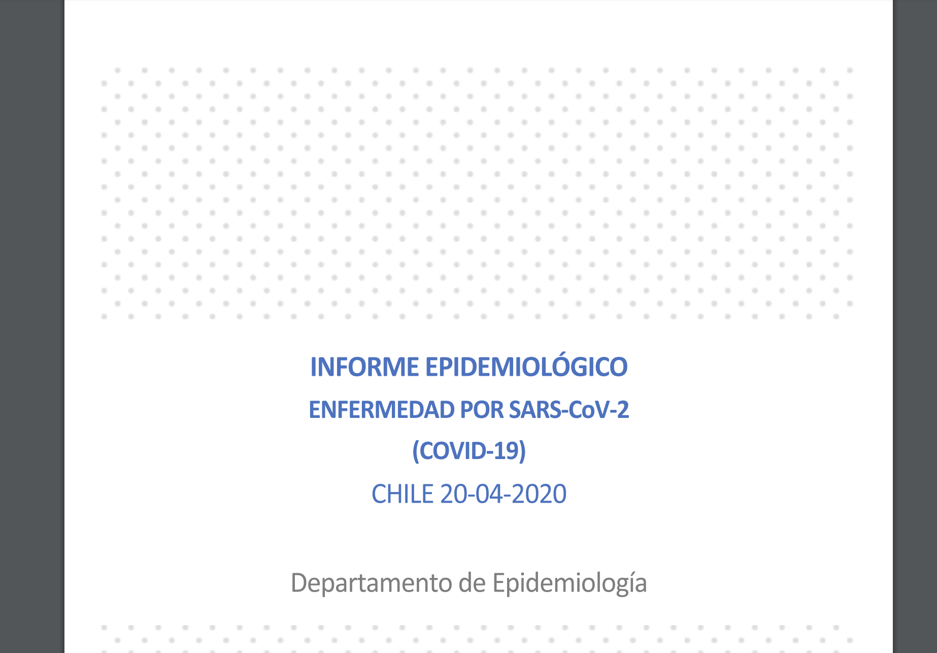 Informe Epidemiologico del Ministerio de Salud Chile