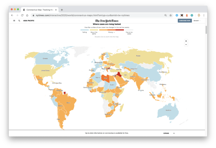 New York Times visualización de datos Covid