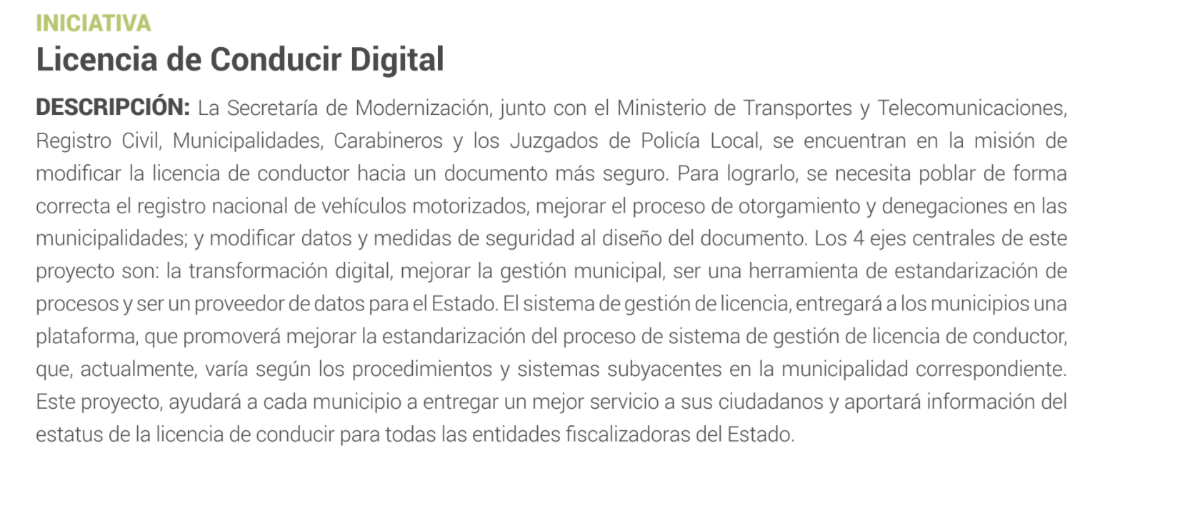 descripción iniciativa de licencia de conducir digital