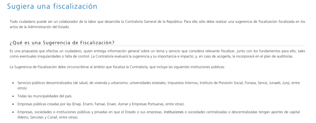 descripción del servicio de denuncia y fiscalización