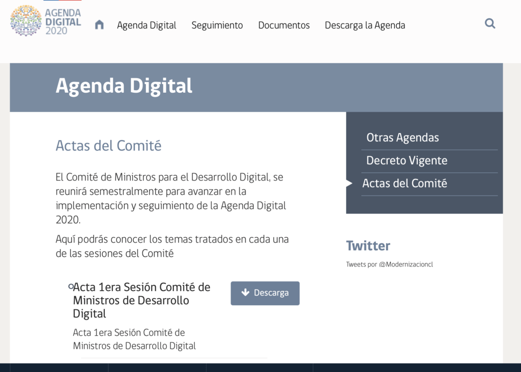 Actas del Comité - Agenda Digital 2020 (Chile)