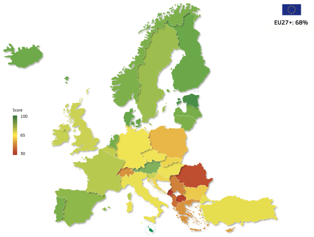 mapa de los países y su evaluación