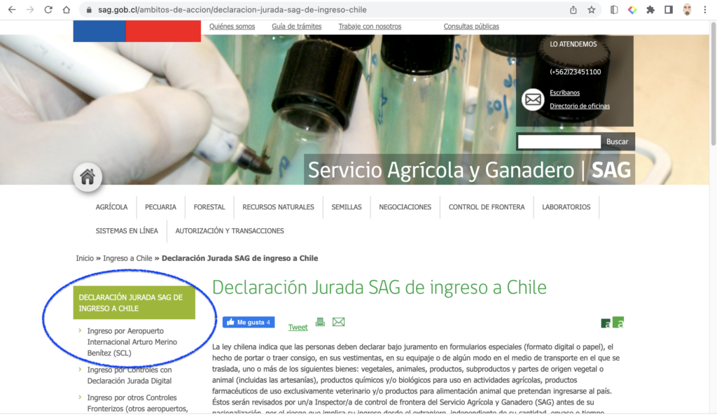 pagina de declaración jurada SAG