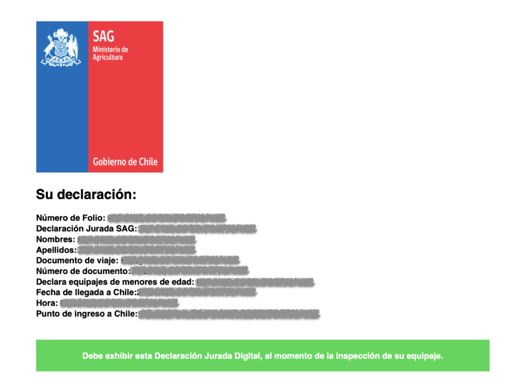 Mail con declaración jurada