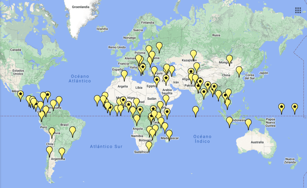 Mapa con la ubicación de los proyectos FMIS financiados por el BM