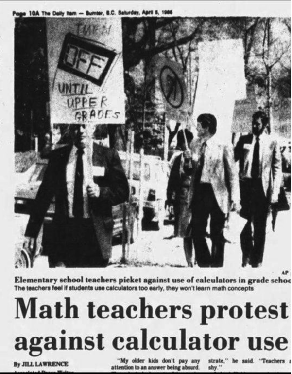 marcha de profesores en uSA producto de la llegada de las calculadoras a la sala de clases