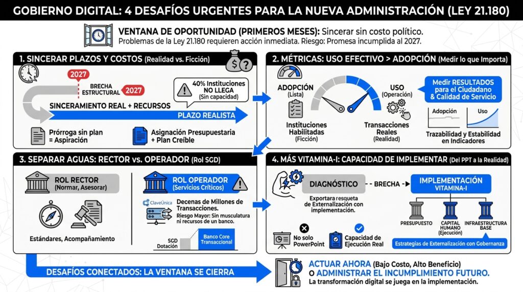 infografía de los desafíos que tiene la administración en materias de desarrollo digital