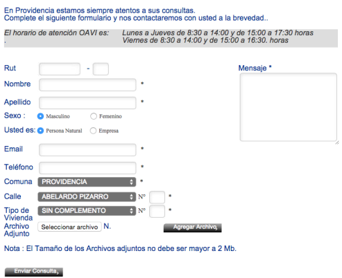 FOrmulario de Atención al Vecino FOrmulario de Atención al Vecino